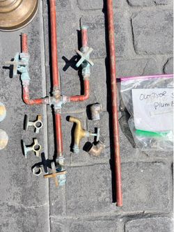 Vintage Brass outdoor shower head hand patina