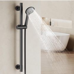 Shower Slide Bar Handheld Shower Head with Hose, 5-Function Hand Shower with Wall Mount