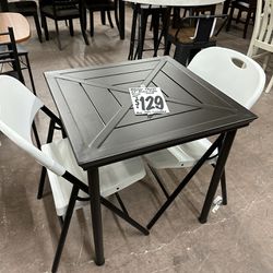 SALE!  BRAND NEW 3pc. 27” Square Bistro Dinette Set With Black Table & White & Black Chairs