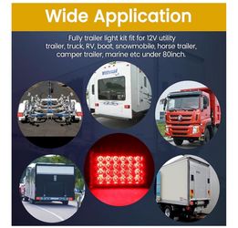 6 Inch Trailer Lights LED Kit, Submersible Boat Red
