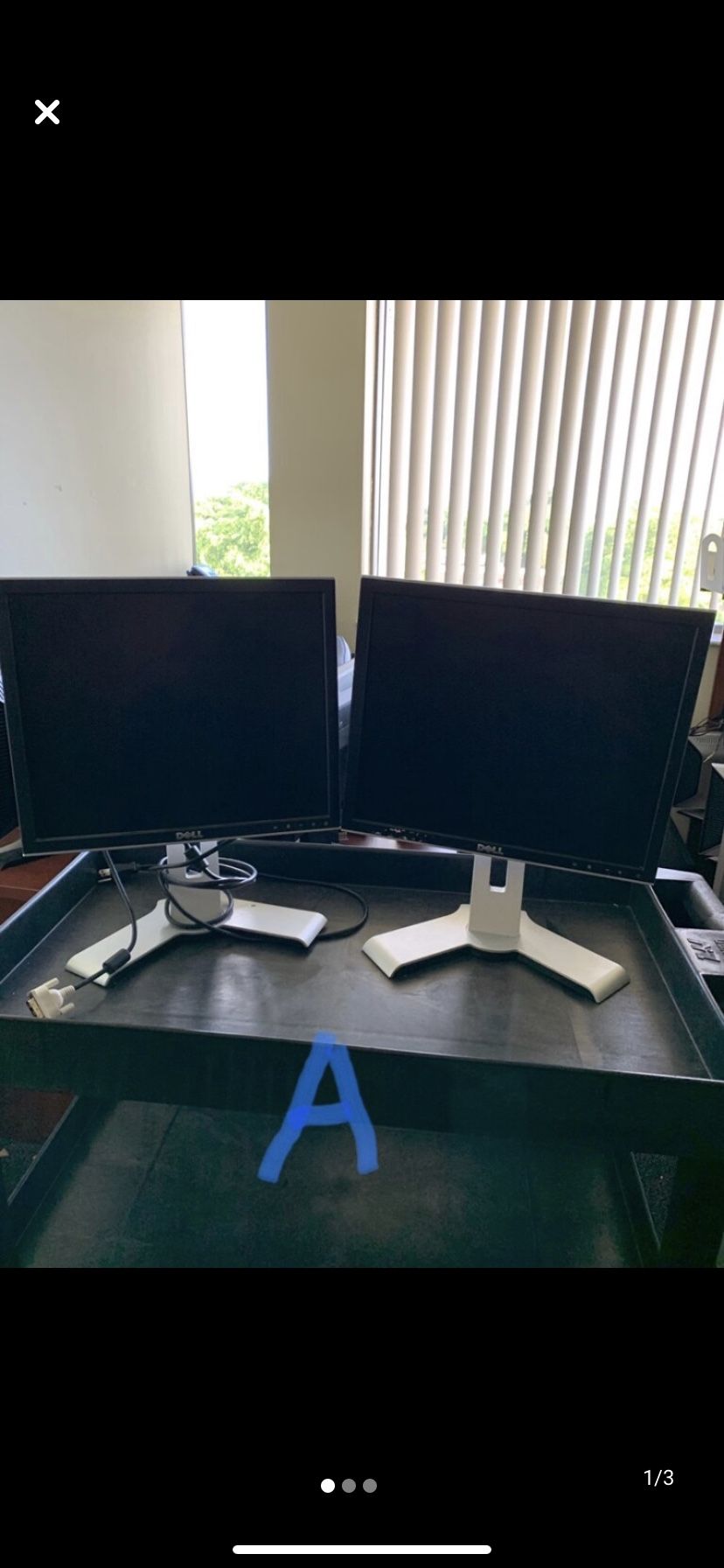 Two 18 inch flat screen computer monitors!