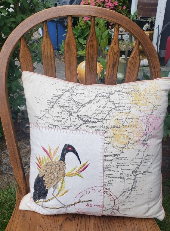 Unique Throw Pillow Hand Embroidered