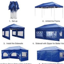 🤍10x20' Heavy Duty Enclosed Pop Up Canopy Folding with 4 Sidewalls for Outdoor Event Vendor Farmer Flea Market Tent 🤍🤍🤍