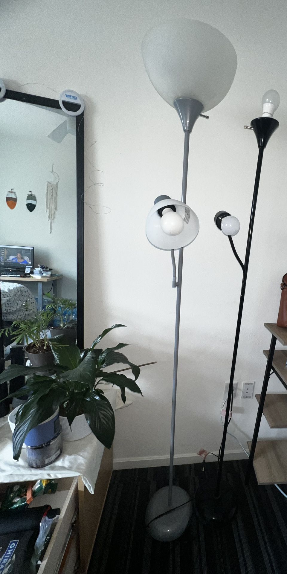 2 Tall room lamps + 8 light bulbs: $50