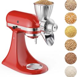Grain Mill Attachment for KitchenAid Stand Mixer, 9 Grind Level Flour Mill for KitchenAid, Fit for Grinding Wheat, Corn, Oats, Millet, Coffee Beans