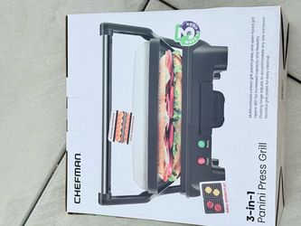 Chefman 3-in-1 Panini Press & Contact Grill – Excellent Condition Brand New)
