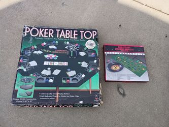 POKER TABLETOP WITH MINI ROULETTE WHEEL