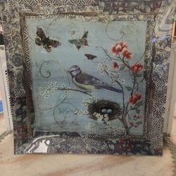 Blue Glass Platter Or Standing Decor