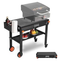 Portable Outdoor Grill Table, Folding Grill Cart Solid and Sturdy - Unassembled