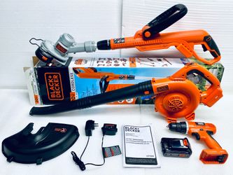 BLACK+DECKER 20V Cordless Drill/Driver, Leaf Blower, String Trimmer/Edger & Power Connect 2.0Ah Lithium Ion Battery