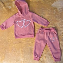 Baby Girl Pink Hoodie Sweatsuit Set