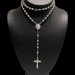 .925 Sterling Silver Rosary 24” (5mm bead)