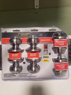 DEFIANT nickel single cylinder keyed entry project pack