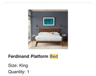 All Modern Walnut Wood Bed Frame King Size + Mattress + 2 Side Tables