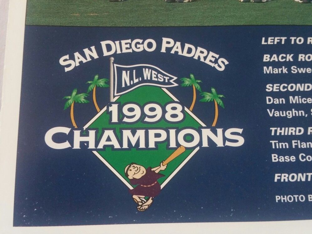 Vintage 1998 San Diego Padres National League Champions 