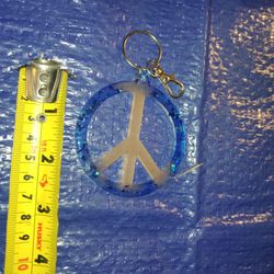Hand Crafted Resin Peace Sign Key Chain