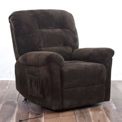 Plush Oversized Electric Reclining Lounge Chair- Brown