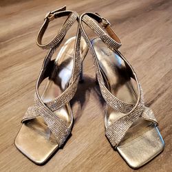 JLo by Jennifer Lopez Silver Ankle Strap Stiletto Heels Size 6.5M