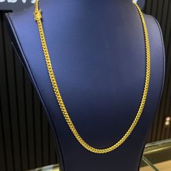 5mm Machine Made Miami Cuban Link Chain 24” Gold Over Silver