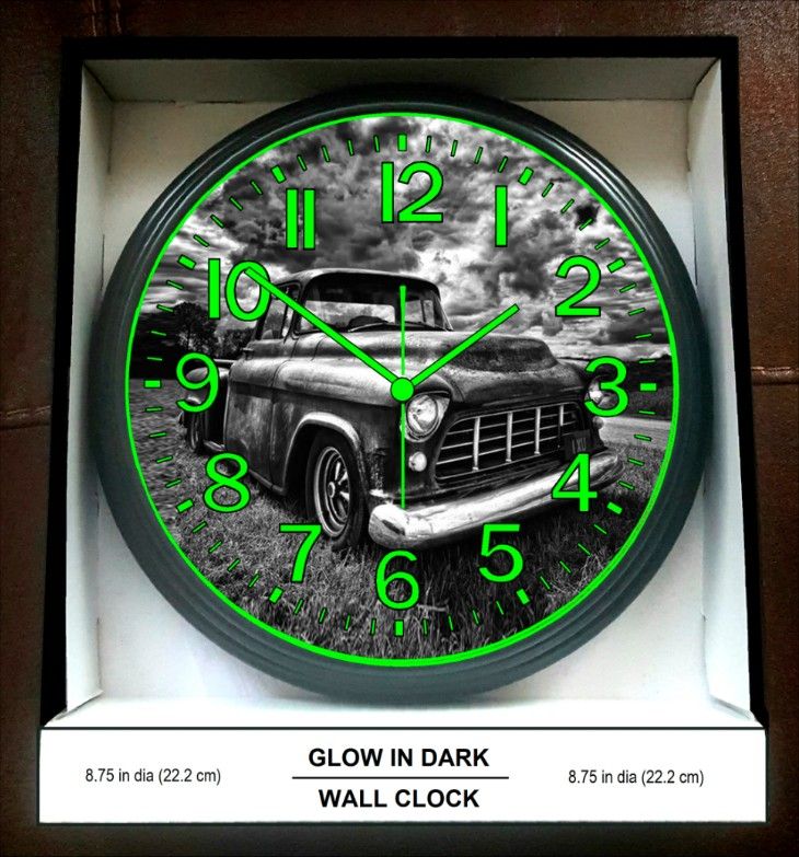 Chevy Glow in the Dark Wall Clock Chevrolet 1956 Truck Garage Shop Wall Clock New!