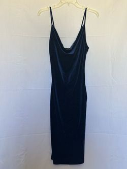 Navy Blue Glitter Cowl Neck Slip Dress