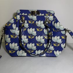 Guess Malena Blue Floral Crossbody Satchel Bag Purse