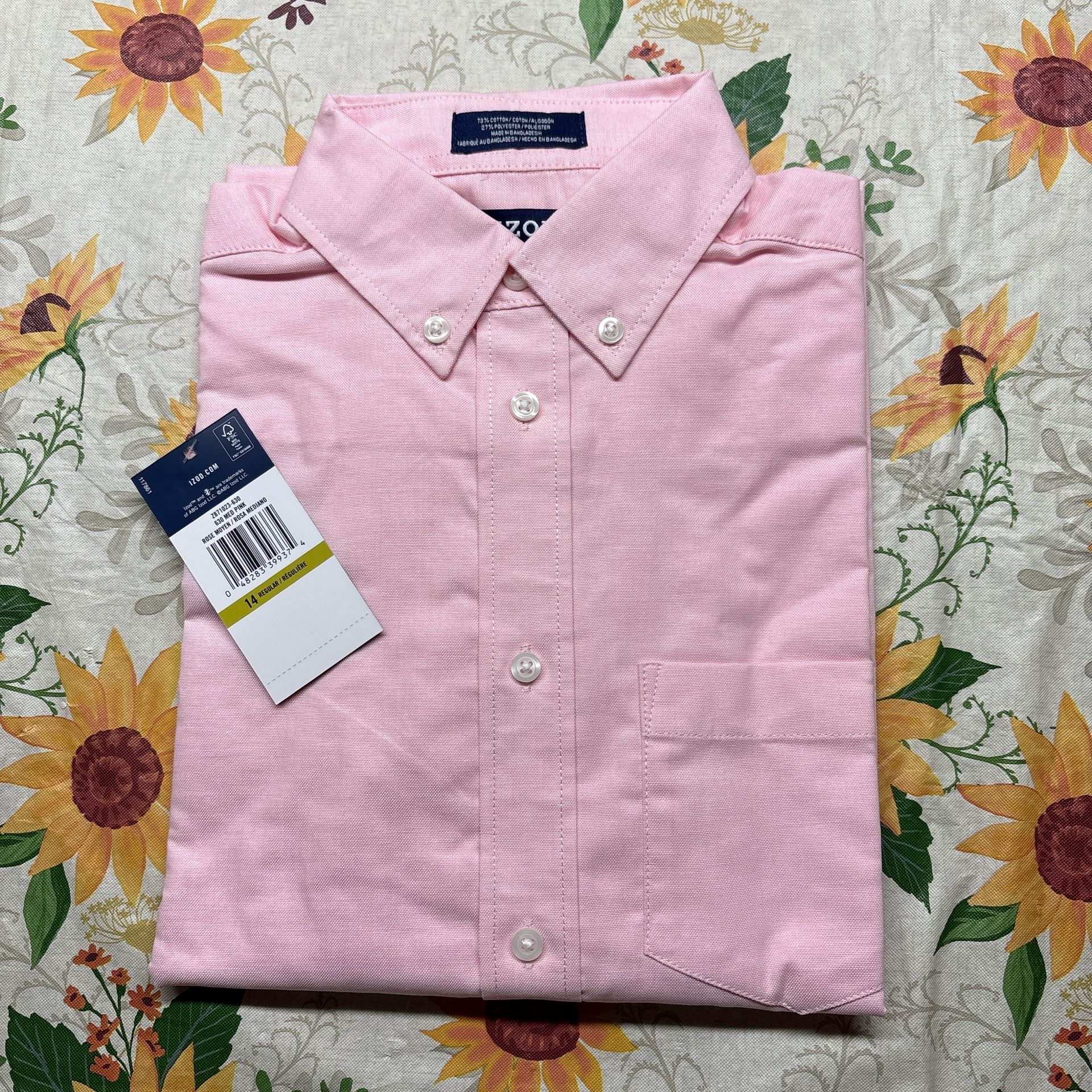 IZOD Pink long sleeve button down dress shirt boy/girl #IZOD #dressy #boy/girl #size14 A391