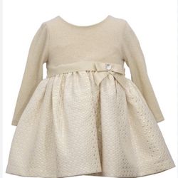 Champagne Color 12 Month Old Long Sleeve Dress