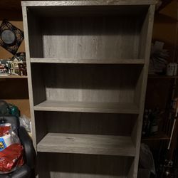Tall grey wood book shelve/ book case 