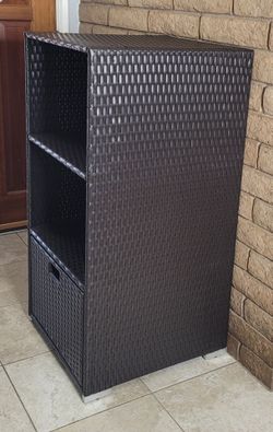 LARGE Plastic Rattan Wicker Storage Organizer 47"hx24"w