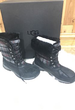 UGG Australia Mens Butte Lace up Duck Toe Waterproof Tartan Plaid BOOTS Size 7 8. 9.