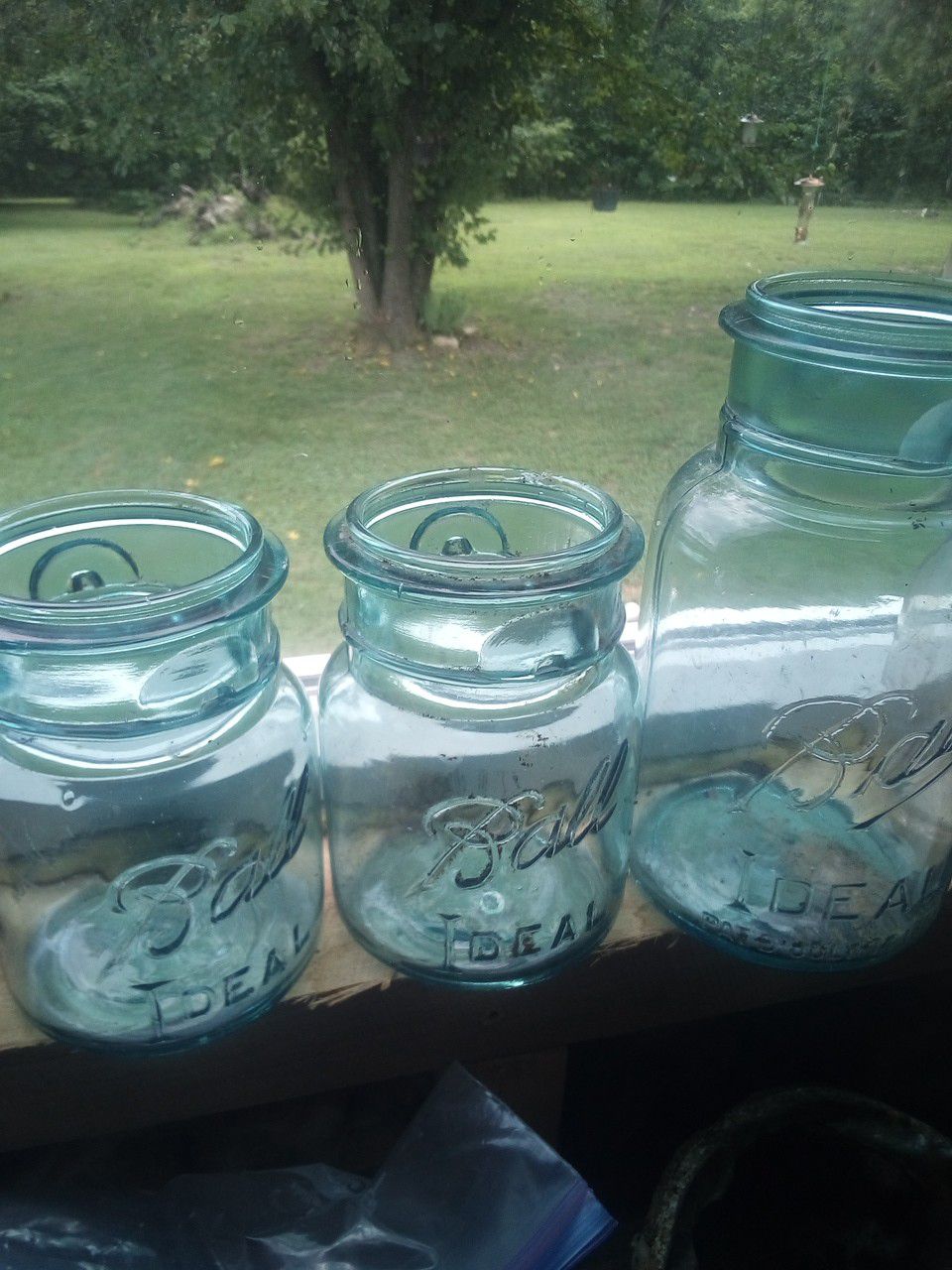 Light blue ball canning jars