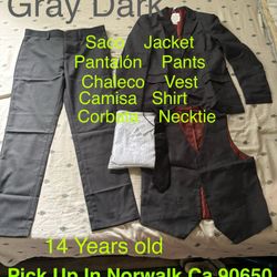 Boys Suit Slim Fit 5 Piece Tuxedo Suit Formal Wedding / Traje Adjustable Para Niños De 14 Años