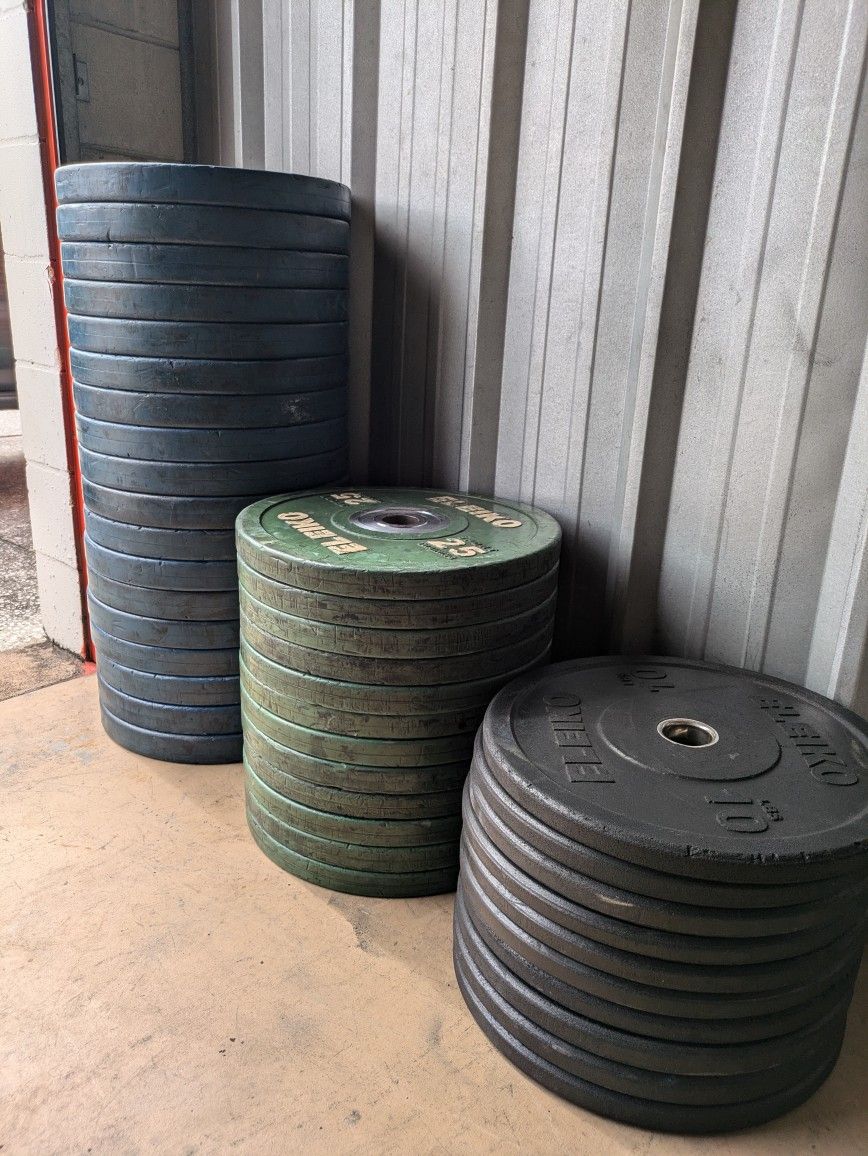 $0.79c/Lb Olympic Bumper Plates 45s 25 25s And 10s