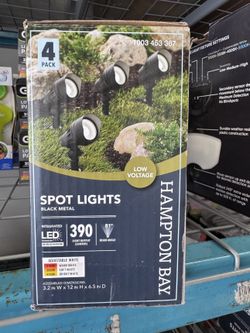 Hampton Bay 4-Pack LED Spot Lights 390LM Black Metal Low Voltage