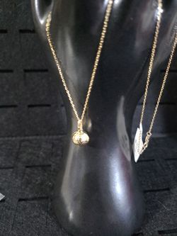 18k Gold Chain Necklace And Soccer Ball Pendant