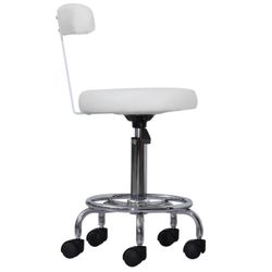 Barberpub White Rolling Stool 6003