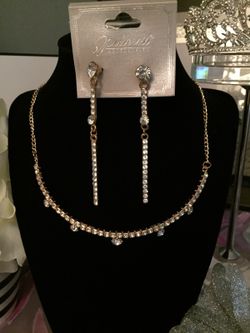 Prom or wedding Rhinestone necklace and earring set