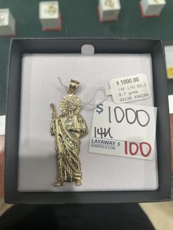 14K Solid Gold Saint Judas Pendant