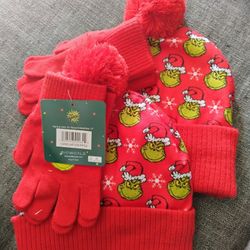 Youth Grinch Beanie/Gloves