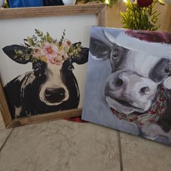 Christmas Cow Canvas Signs