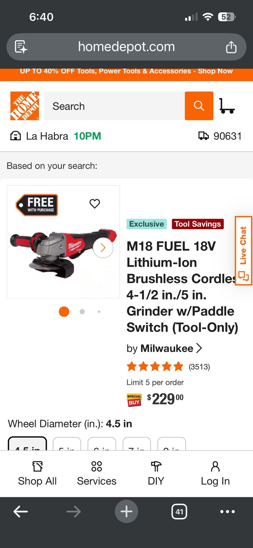 M18 FUEL 18V Brushless Cordless Grinder w/Paddle Switch