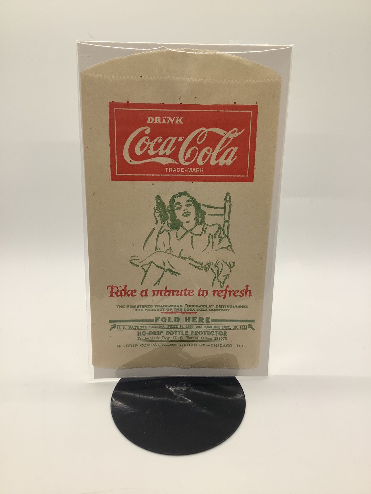 Antique Coca-Cola No Drip bottle Protector