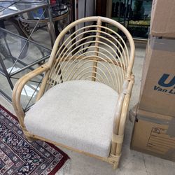 Pair Of English Elm Lana Rattan Accent Arm Chairs - Excellent Condition - Retail: $1450