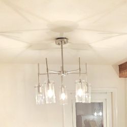 Modern Rustic Style Glass Pendant Cylinder Chandelier Light Fixture