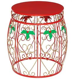Premium Plow & Hearth Christmas Drum Accent Table