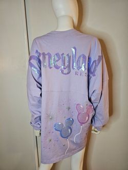 Disneyland Resort Lavender Oversized Long Sleeve Crewneck Sweatshirt NWT Size XL