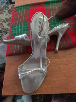 Size 8 Silver ladies heeled shoes exc condition