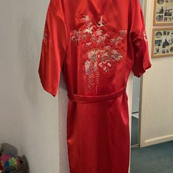 Kimono Style Robe, Red Size Small
