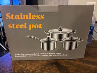 Stainless Steel Pot Set with Glass Lids